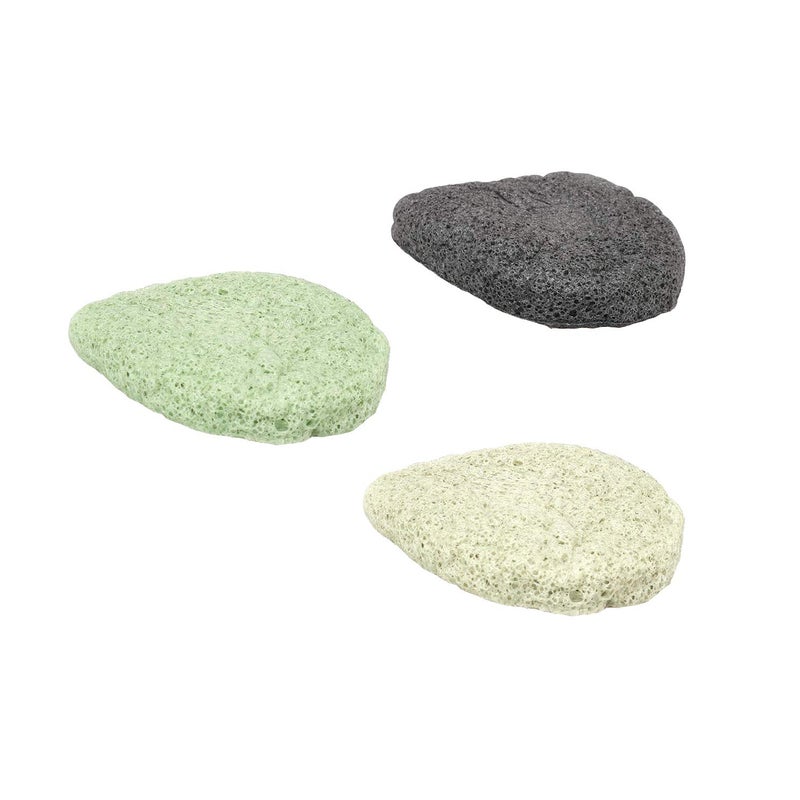 JOSALINAS Nature Konjac Facial Sponge 3 Packs with Activated Bamboo Charcoal for Cosmetic Face Cleaning  Raindrop - Image 1